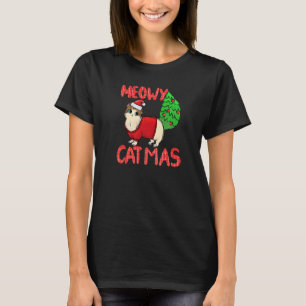 Merry Catmas Tail Christmas Tree Cat Mum Cat T-Shirt