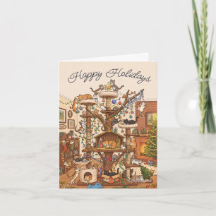 Merry Catmas Tree Cosy Feline Christmas Holiday Card
