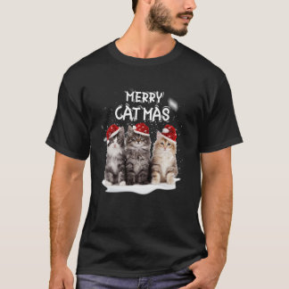 Merry Catmas Tree Santa Kitten Cat Mum T-Shirt