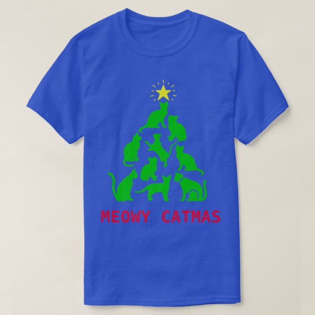 Merry Catmas Xmas Cat Christmas Tree  T-Shirt (Design Front)
