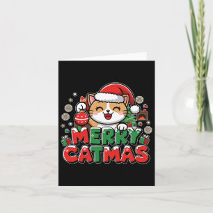 Merry Catmas Xmas Decoration Santa Cat Funny Chris Card