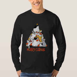 Merry Catmas Xmas Funny Cats Christmas Tree Men T-Shirt
