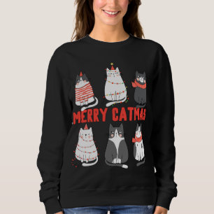 Merry Catmas Xmas Novelty Cat Lover Christmas Ligh Sweatshirt