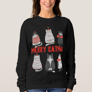 Merry Catmas Xmas Novelty Cat Lover Christmas Ligh Sweatshirt