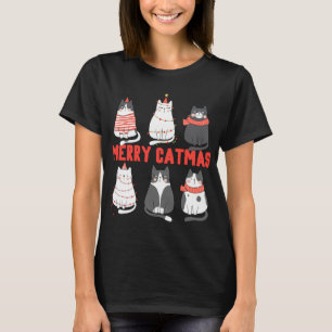 Merry Catmas Xmas Novelty Cat Lover Christmas Ligh T-Shirt
