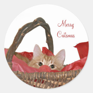 Merry Catsmas Classic Round Sticker