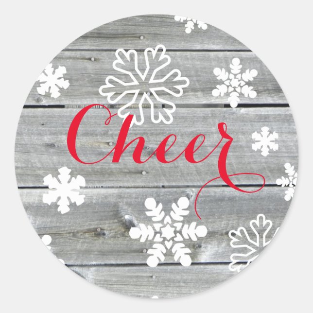 Merry Cheer Old Wood - Circle Sticker (Front)