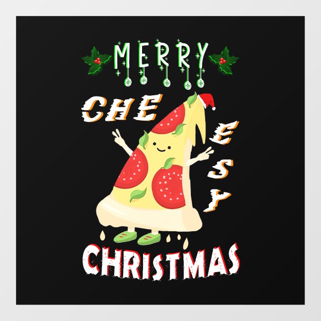 Merry Cheesy Christmas Xmas Santa Pizza Christmas (Sheet)