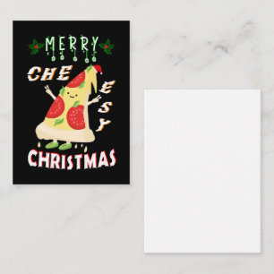 Merry Cheesy Christmas Xmas Santa Pizza Christmas Card