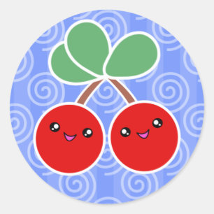 Merry Cherry Kawaii Classic Round Sticker