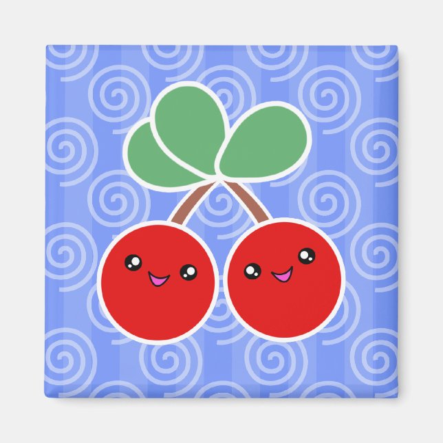 Merry Cherry Kawaii Magnet (Front)