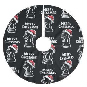 Merry Chessmas Christmas Chess Xmas Santa Hat Brushed Polyester Tree Skirt