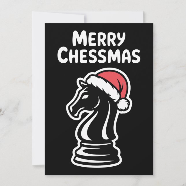 Merry Chessmas Christmas Chess Xmas Santa Hat Holiday Card (Front)