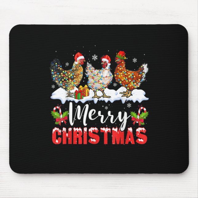 Merry Chickenmas Chicken Christmas Tree Funny Xmas Mouse Pad (Front)