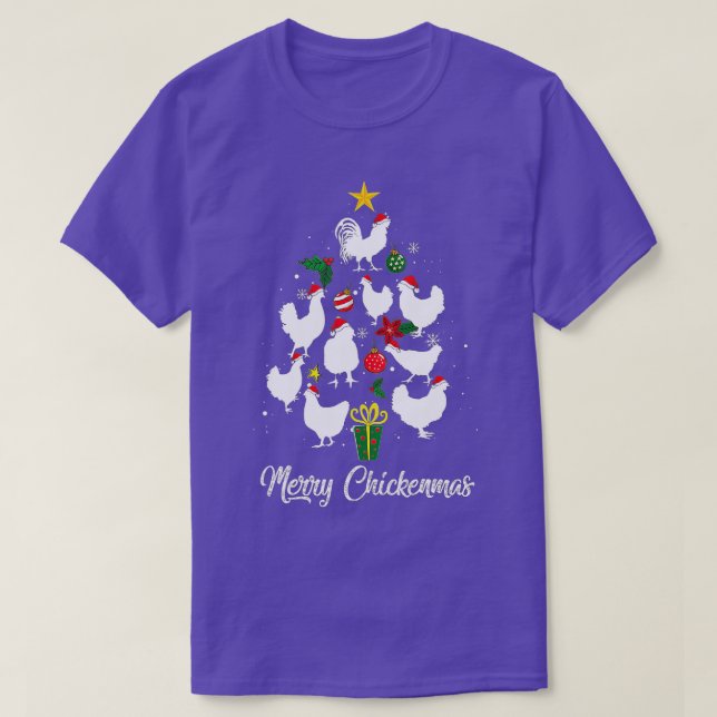 Merry Chickenmas Chicken Christmas Tree Funny Xmas T-Shirt (Design Front)