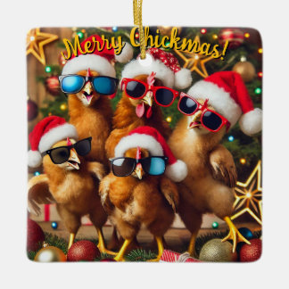 Merry Chickmas  Ceramic Ornament