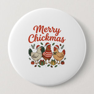 Merry Chickmas Chicken Christmas 10 Cm Round Badge