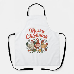 Merry Chickmas Chicken Christmas Apron