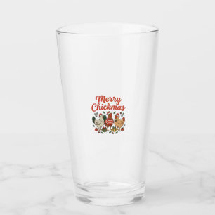Merry Chickmas Chicken Christmas Glass