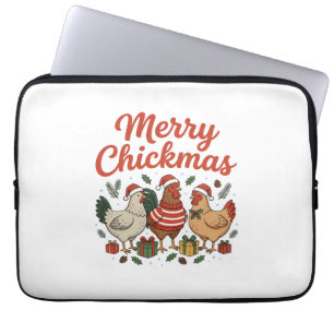 Merry Chickmas Chicken Christmas Laptop Sleeve