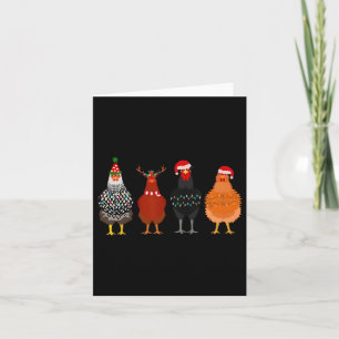 Merry Chickmas Chicken Christmas Lights Santa Hat Card