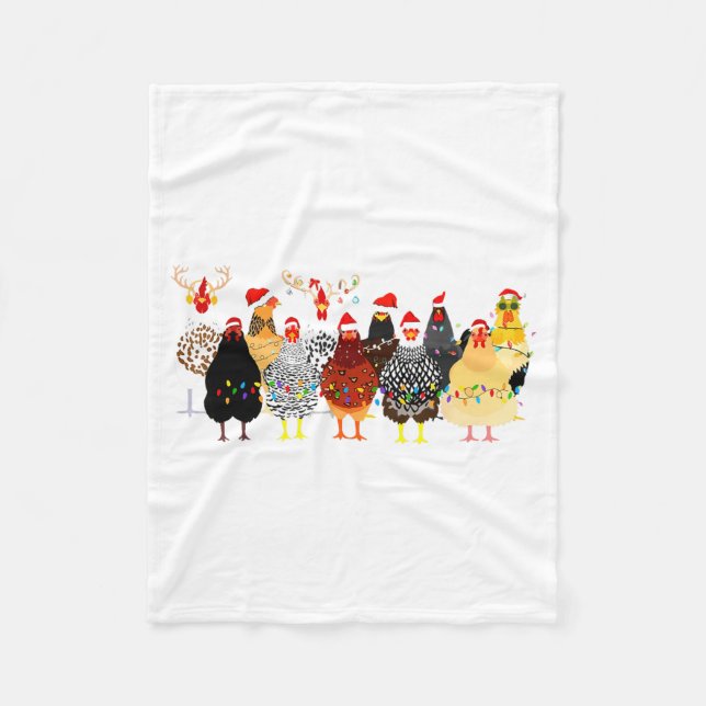 Merry Chickmas Chicken Christmas Ornament Lights S Fleece Blanket (Front)
