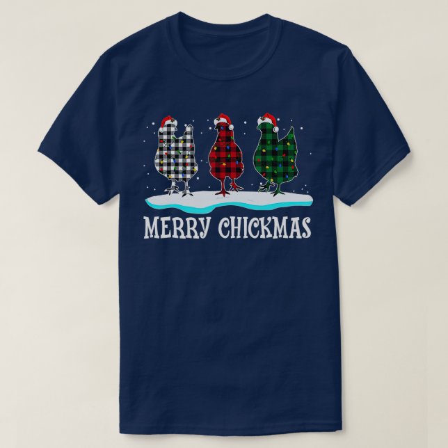 Merry Chickmas Chicken Christmas Ornament Lights S T-Shirt (Design Front)