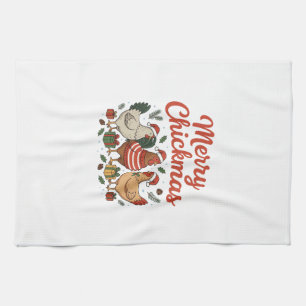 Merry Chickmas Chicken Christmas Tea Towel