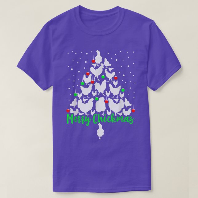 Merry Chickmas Chicken Christmas Tree XMas Gift  T-Shirt (Design Front)