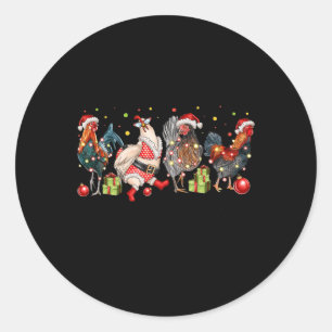Merry Chickmas Chickens Funny Christmas Chicken Mo Classic Round Sticker