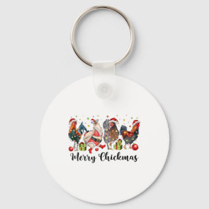 Merry Chickmas Chickens Funny Christmas Chicken Mo Key Ring