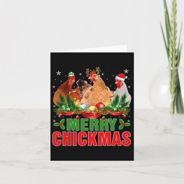 Merry Chickmas Chickens Santa Hat Farmers Christma Card (Front)