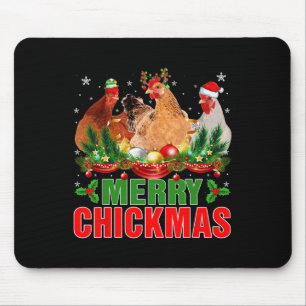 Merry Chickmas Chickens Santa Hat Farmers Christma Mouse Pad