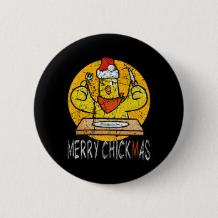 Merry Chickmas Christmas 6 Cm Round Badge