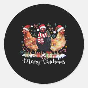 Merry Chickmas Christmas Chicken Coquette Chicken Classic Round Sticker