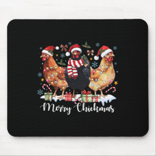 Merry Chickmas Christmas Chicken Coquette Chicken  Mouse Pad