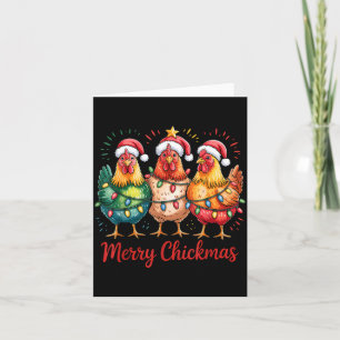 Merry Chickmas Christmas Chicken Santa Hat Chicken Card