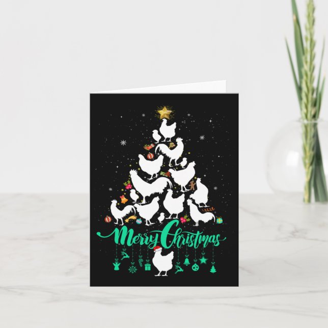 Merry Chickmas Christmas Chicken Tree Fun  Card (Front)