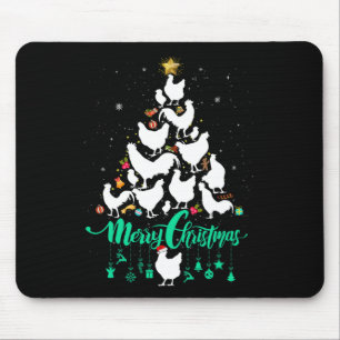 Merry Chickmas Christmas Chicken Tree Fun Mouse Pad