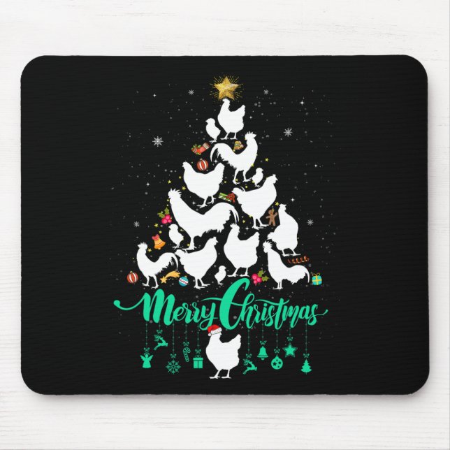 Merry Chickmas Christmas Chicken Tree Fun  Mouse Pad (Front)