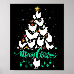 Merry Chickmas Christmas Chicken Tree Fun Poster