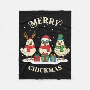 Merry Chickmas Cute Chicken Christmas Kids Holiday Fleece Blanket