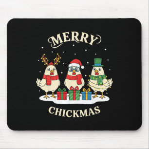 Merry Chickmas Cute Chicken Christmas Kids Holiday Mouse Pad