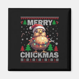 Merry Chickmas Funny Chicken Christmas Ugly For Bo Magnet