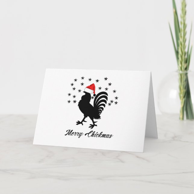Merry Chickmas Funny Christmas Chicken Holiday Card (Front)