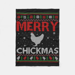 Merry Chickmas Matching Family Santa Hat Chicken C Fleece Blanket