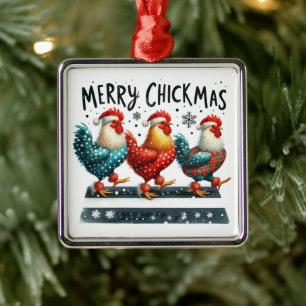 Merry Chickmas Metal Ornament