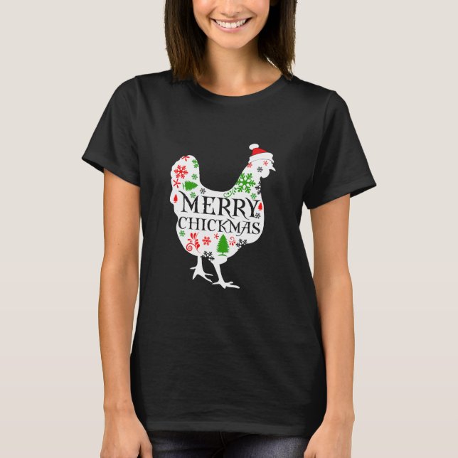 Merry Chickmas Santa Hat Chicken T-Shirt (Front)
