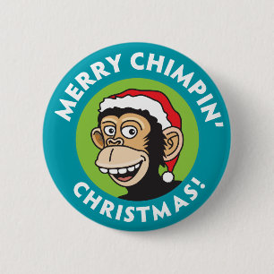 Merry Chimpin' Christmas 6 Cm Round Badge