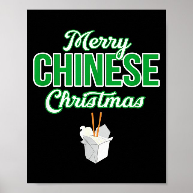 Merry Chinese Christmas Xmas Funny Restaurant Take Poster (Front)